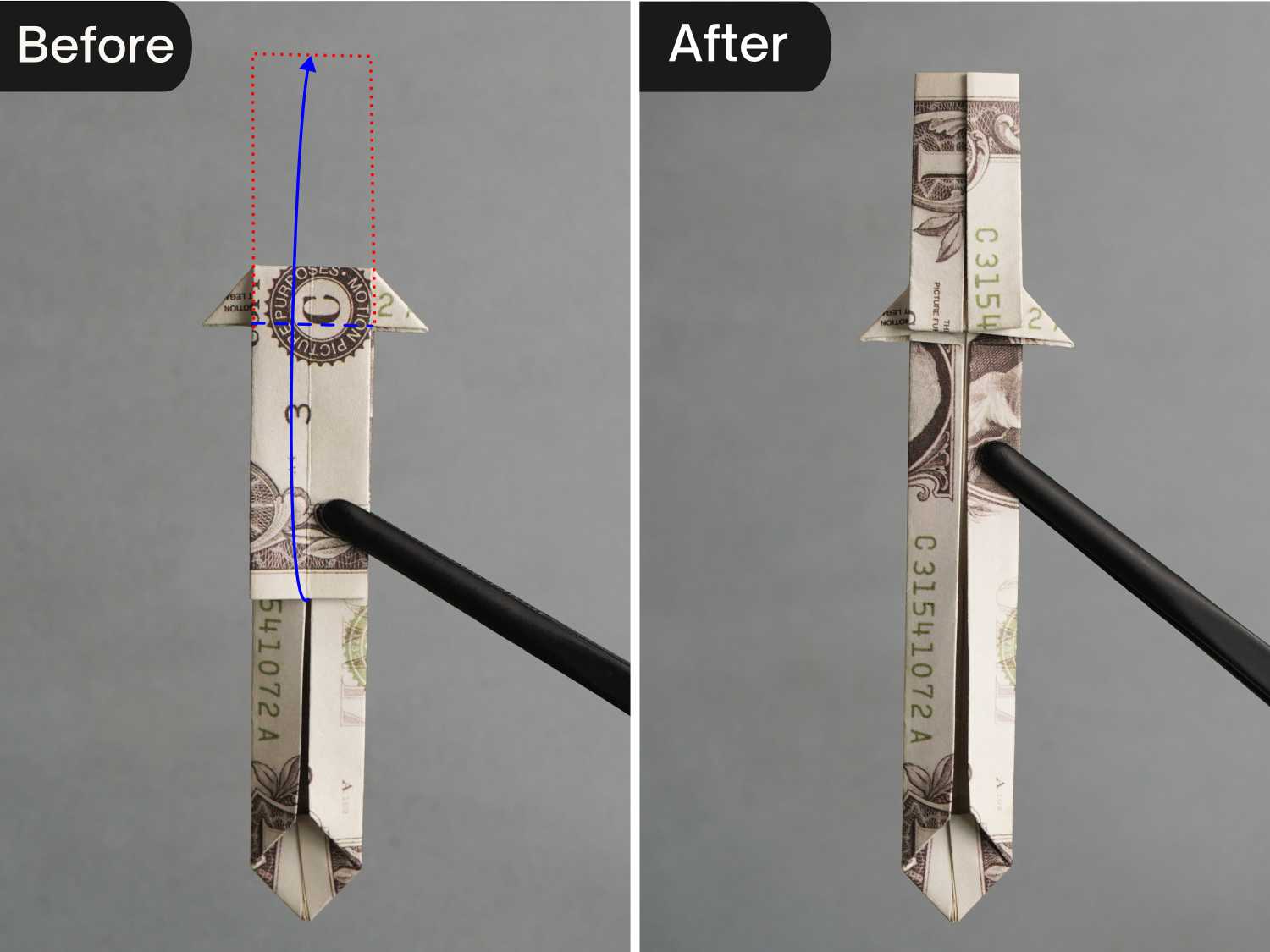 dollar bill origami sword | origamiok