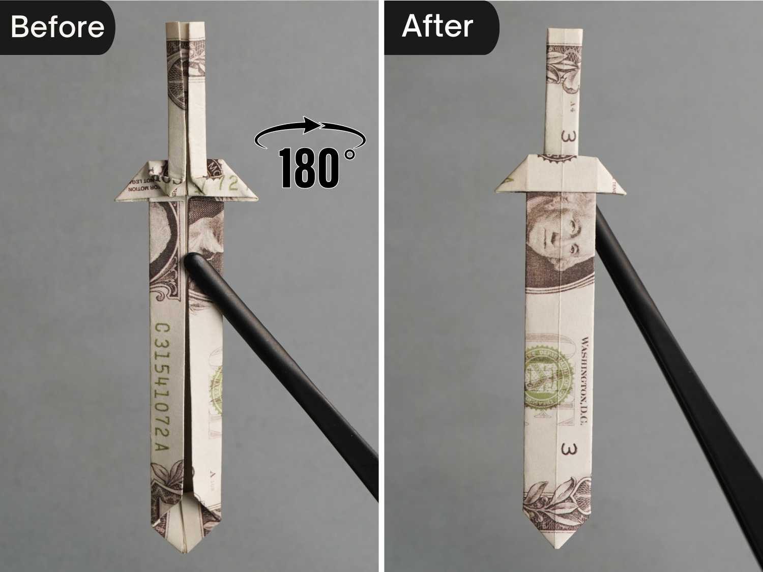 dollar bill origami sword | origamiok