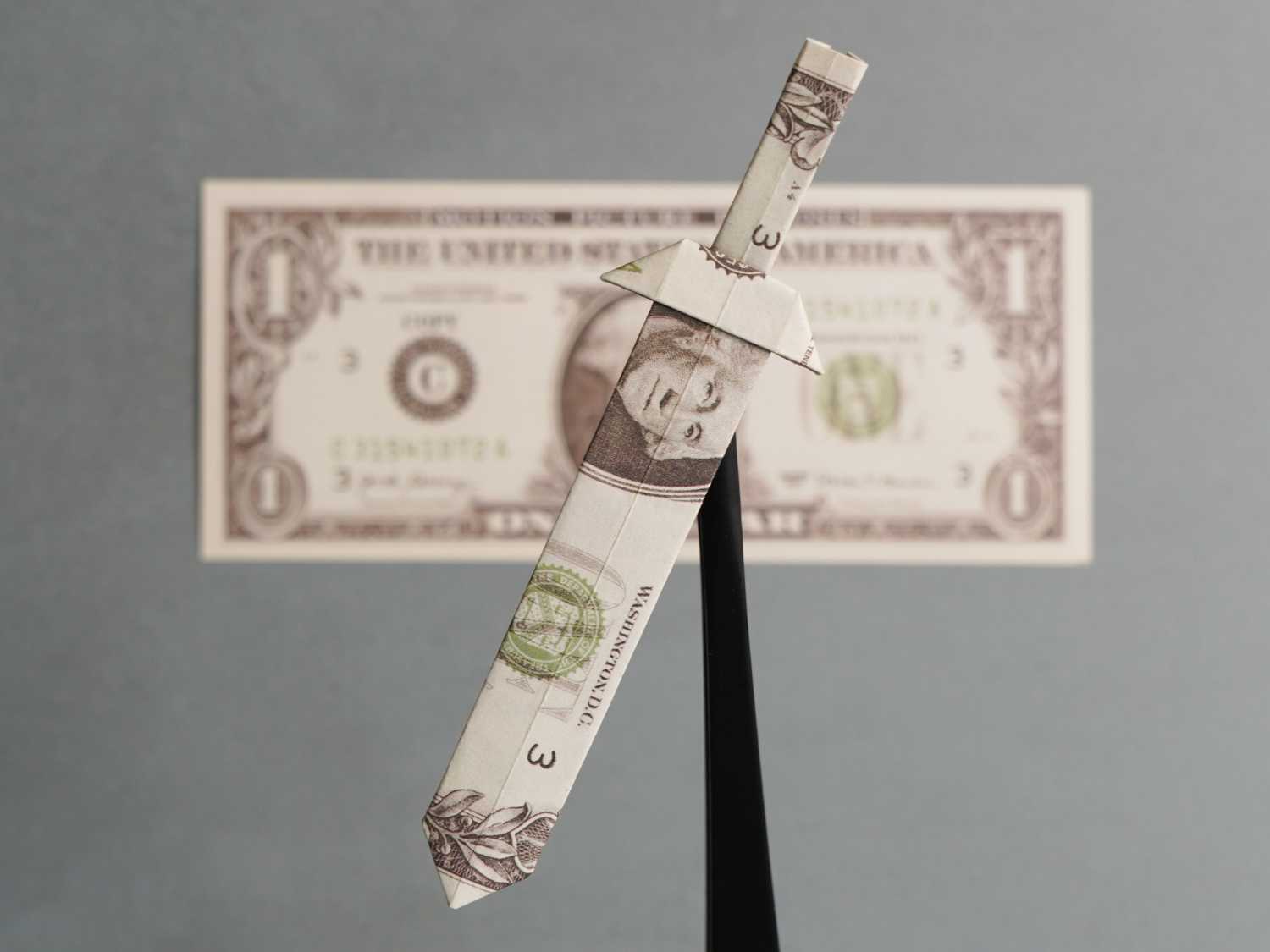 dollar bill origami sword | origamiok