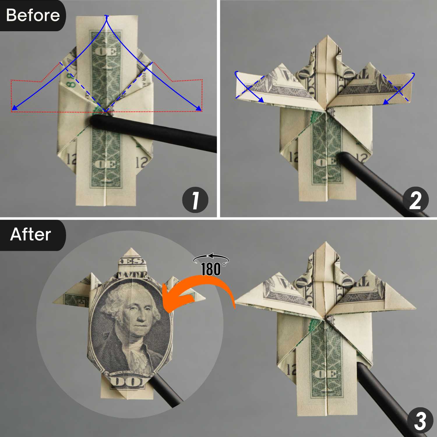 dollar bill origami turtle | origamiok