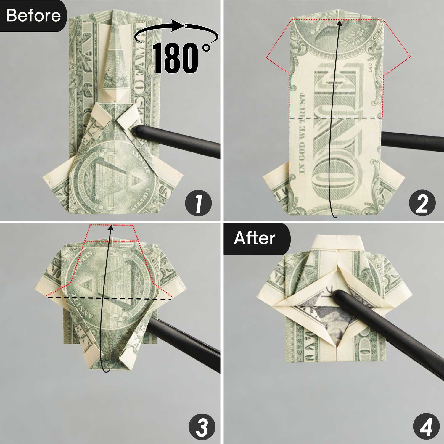 dollar bill origami shirt | origamiok