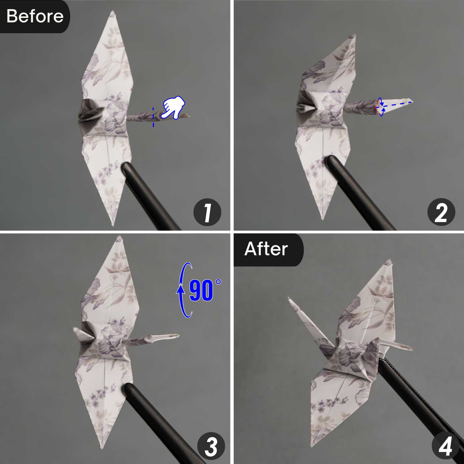 sticky note origami crane | origamiok