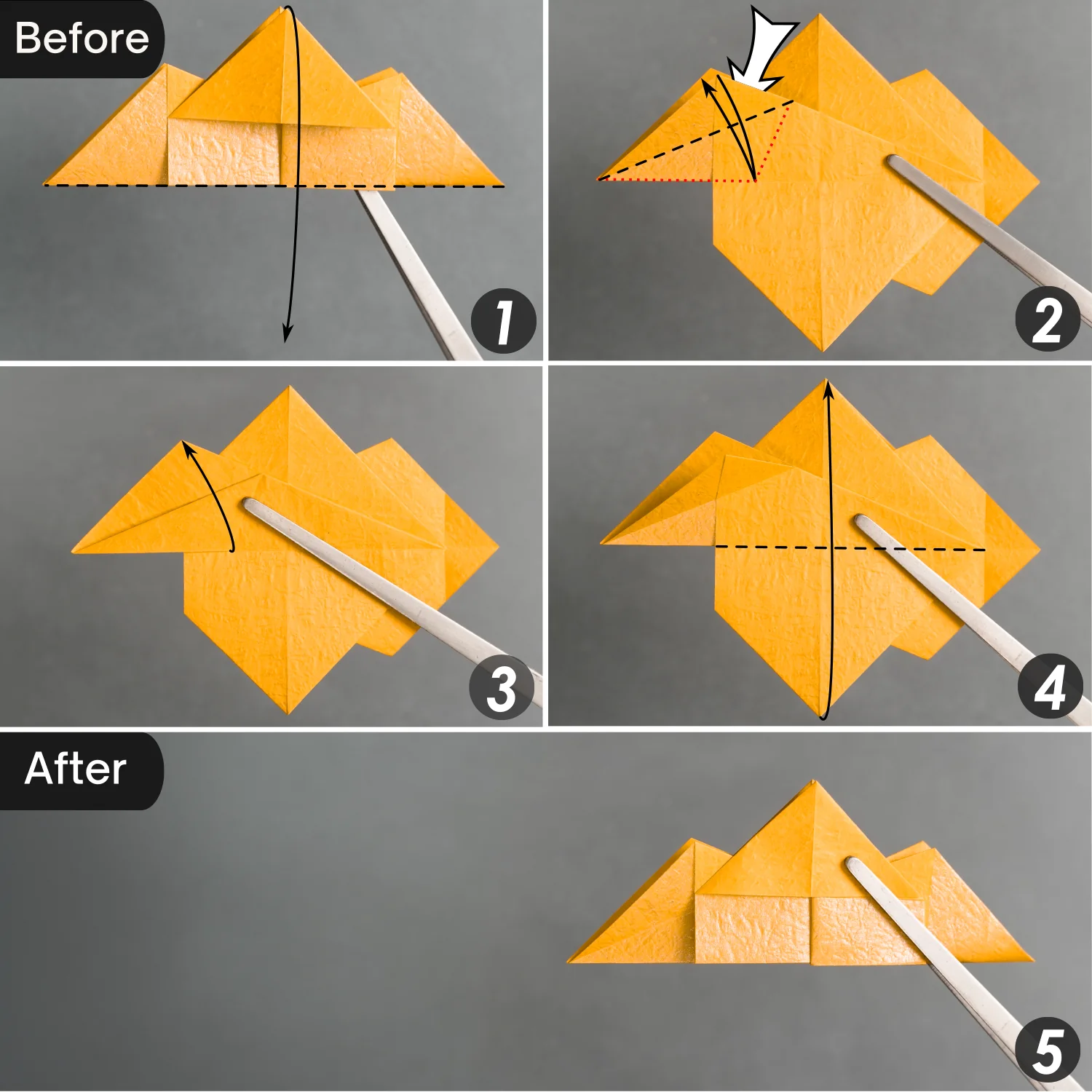 Origami Tiny-Head Dragon | Origamiok