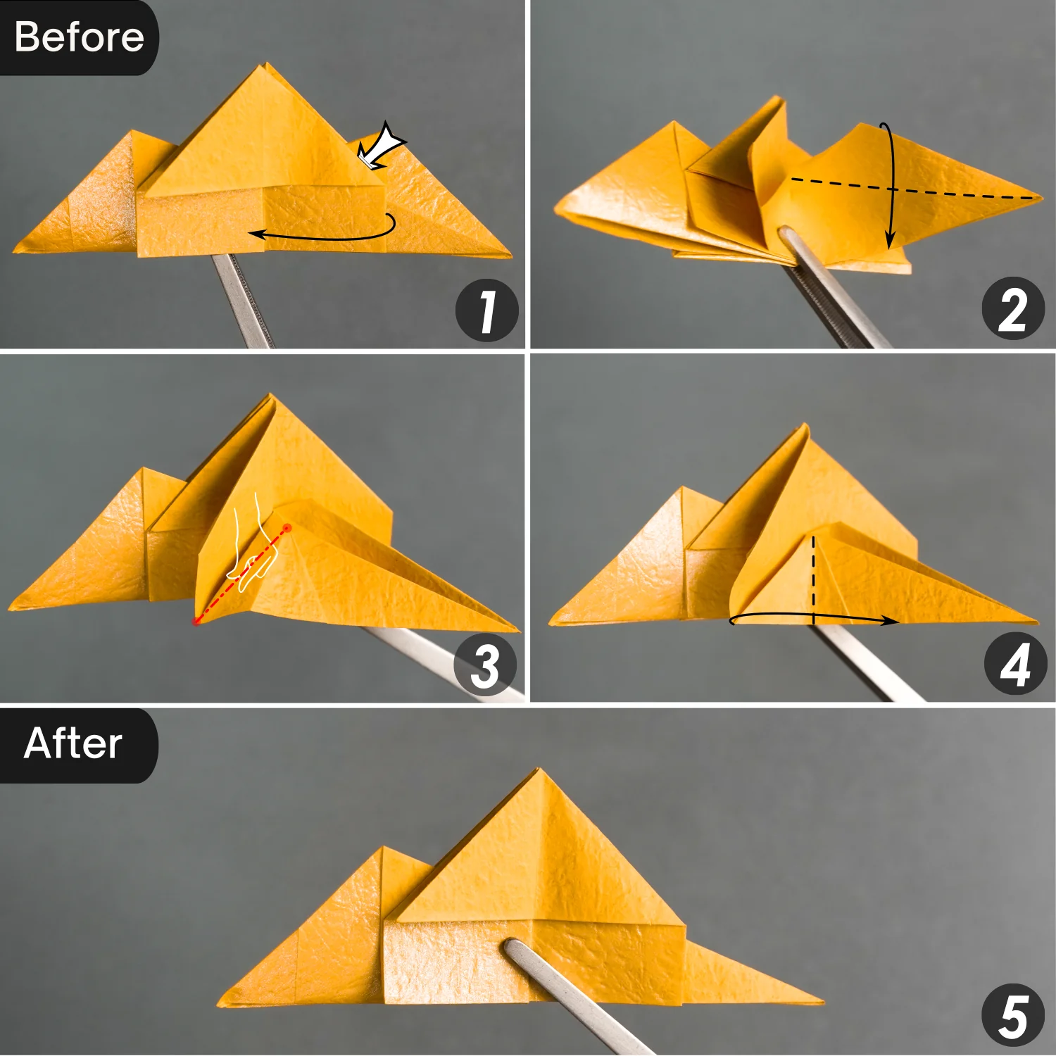 Origami Tiny-Head Dragon | Origamiok