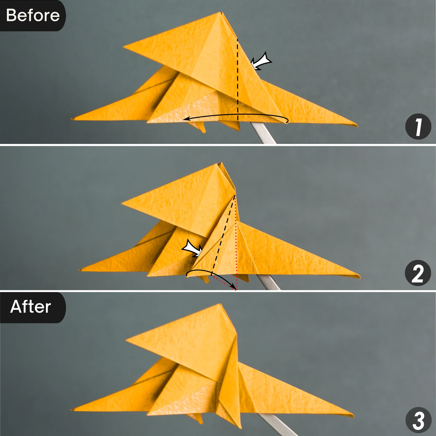 Origami Tiny-Head Dragon | Origamiok