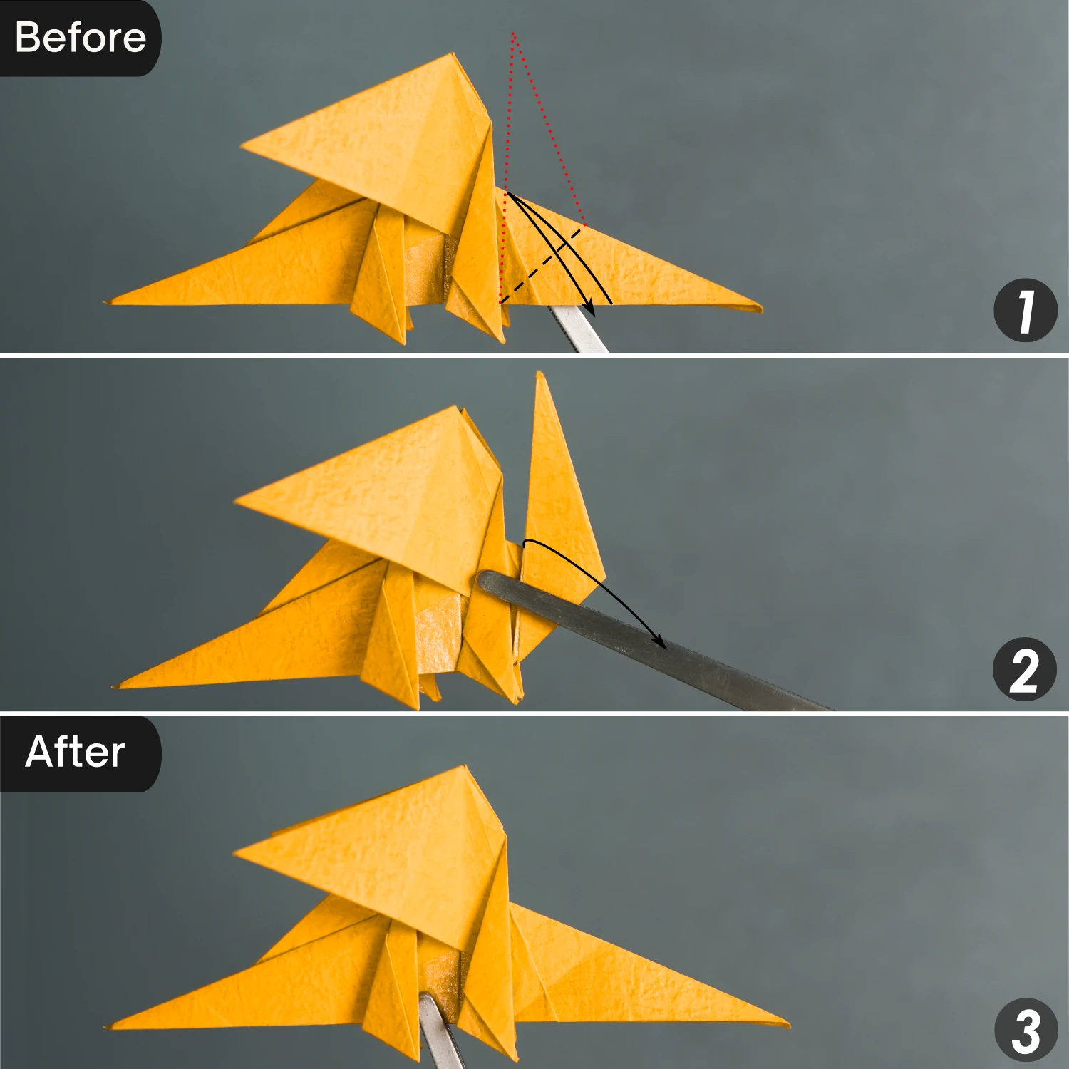 Origami Tiny-Head Dragon | Origamiok