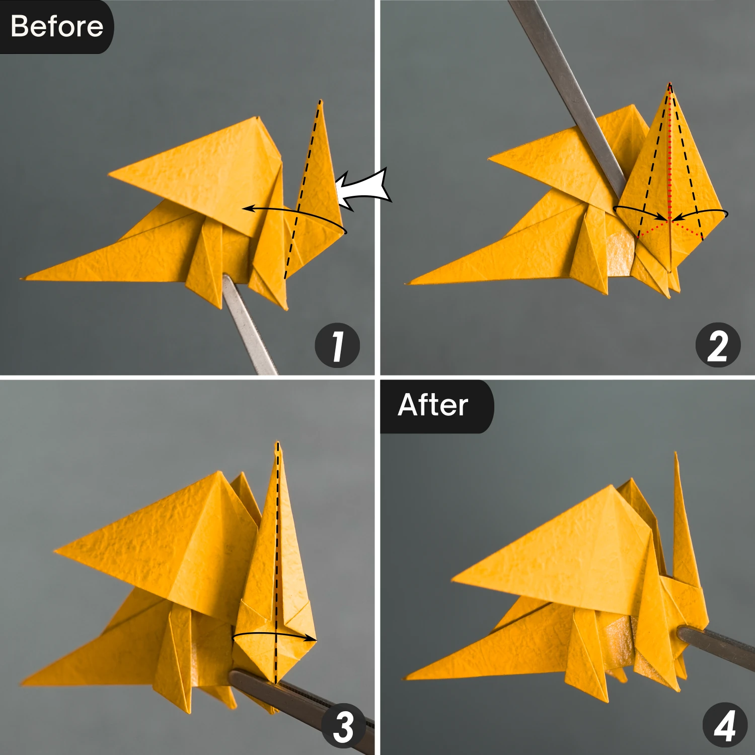 Origami Tiny-Head Dragon | Origamiok