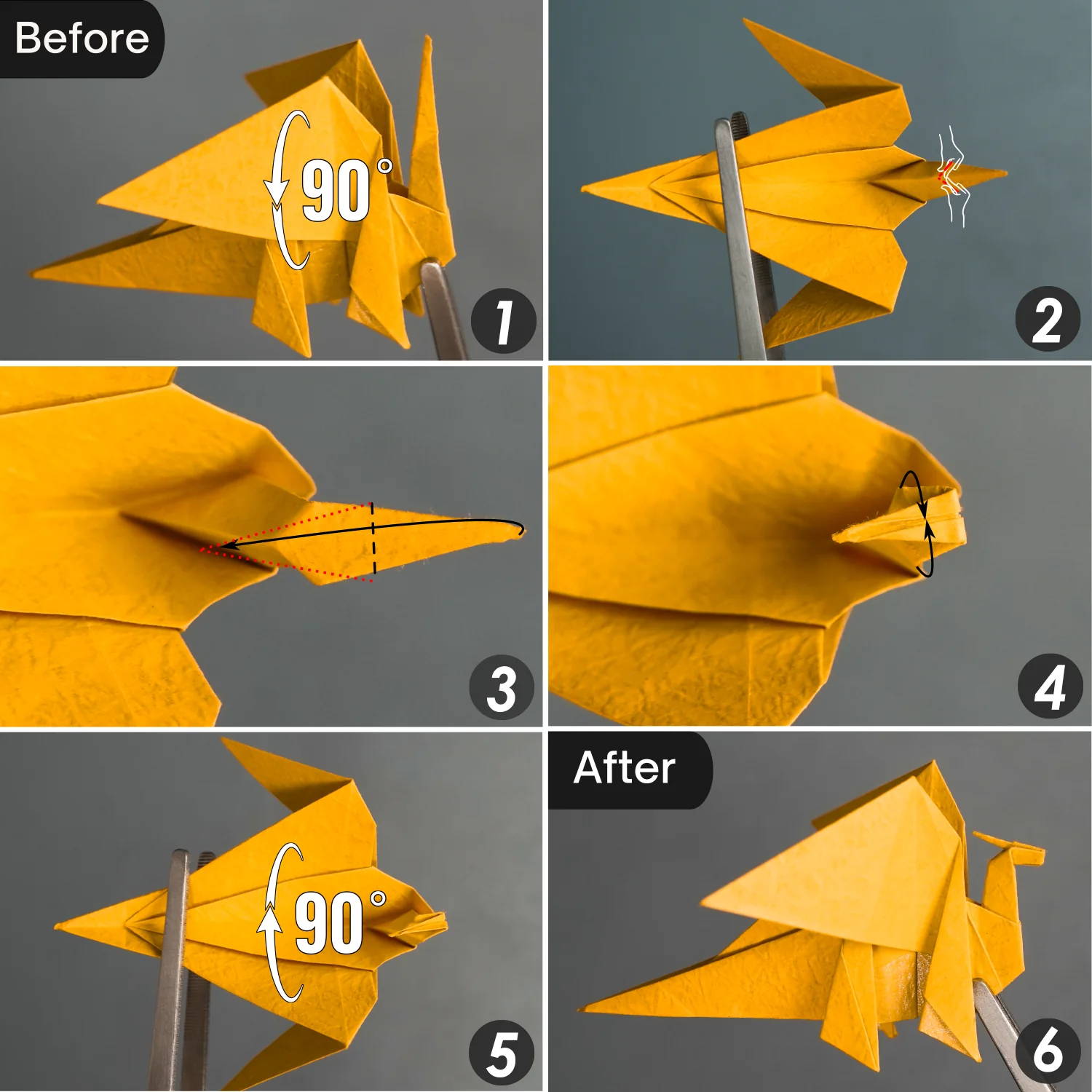 Origami Tiny-Head Dragon | Origamiok