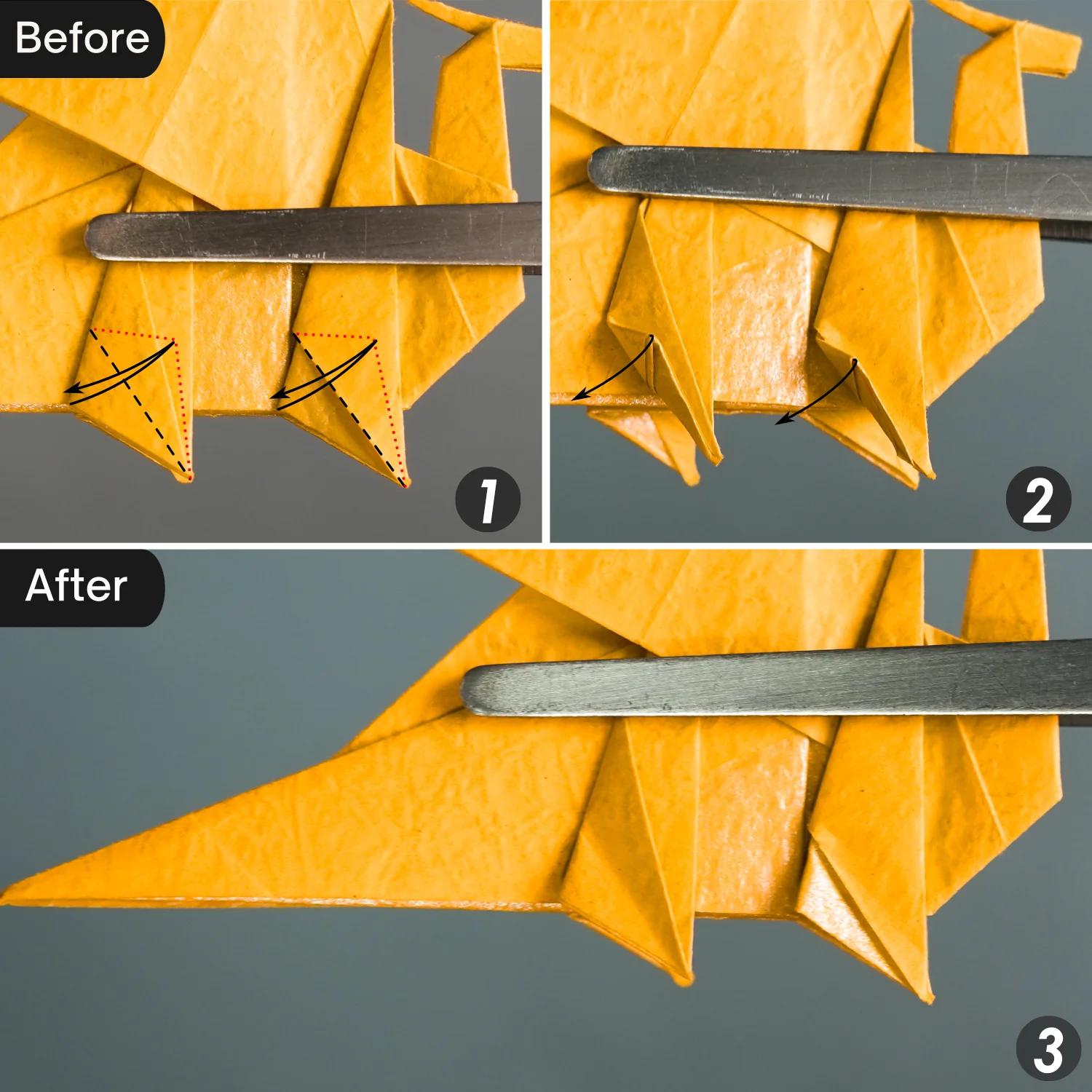 Origami Tiny-Head Dragon | Origamiok