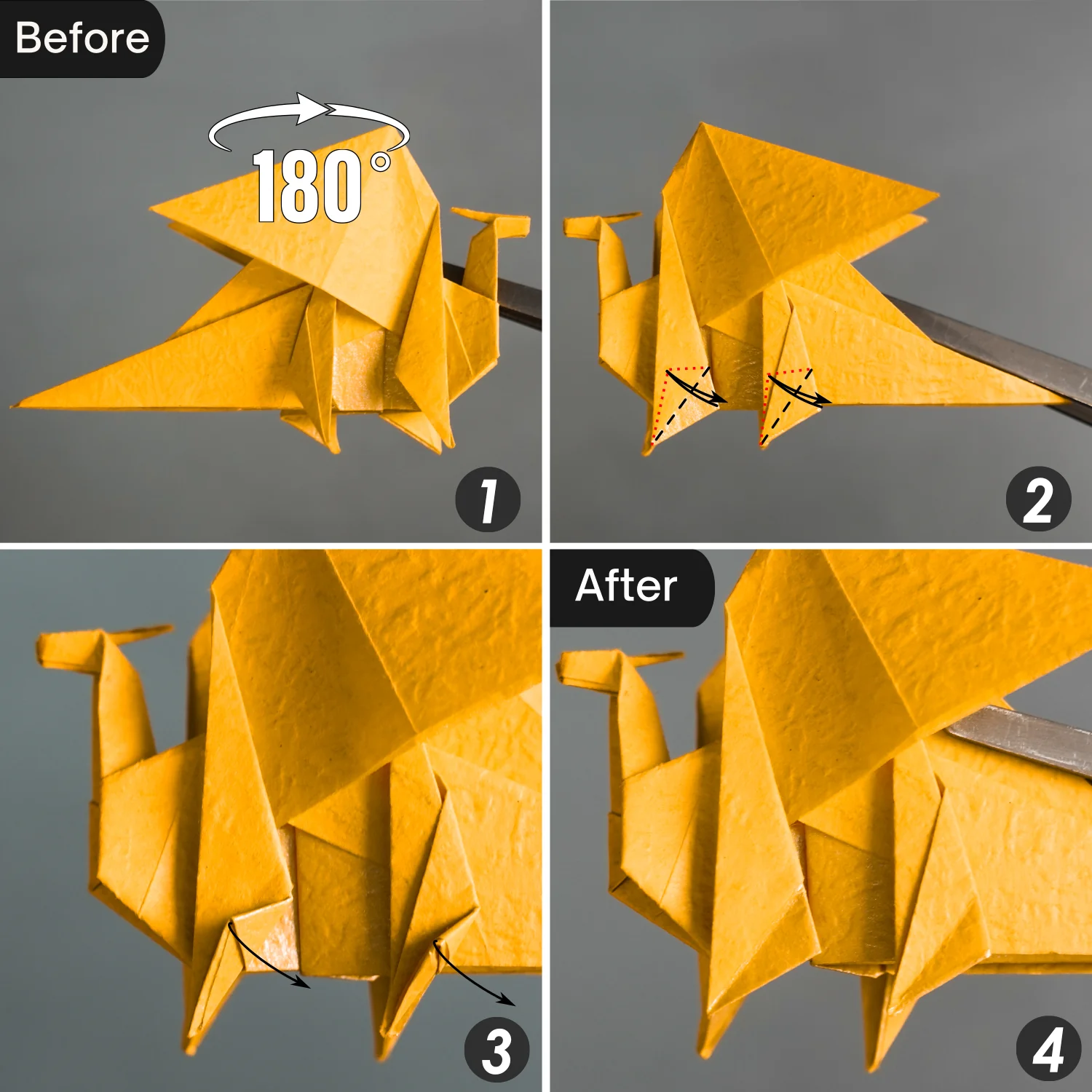 Origami Tiny-Head Dragon | Origamiok