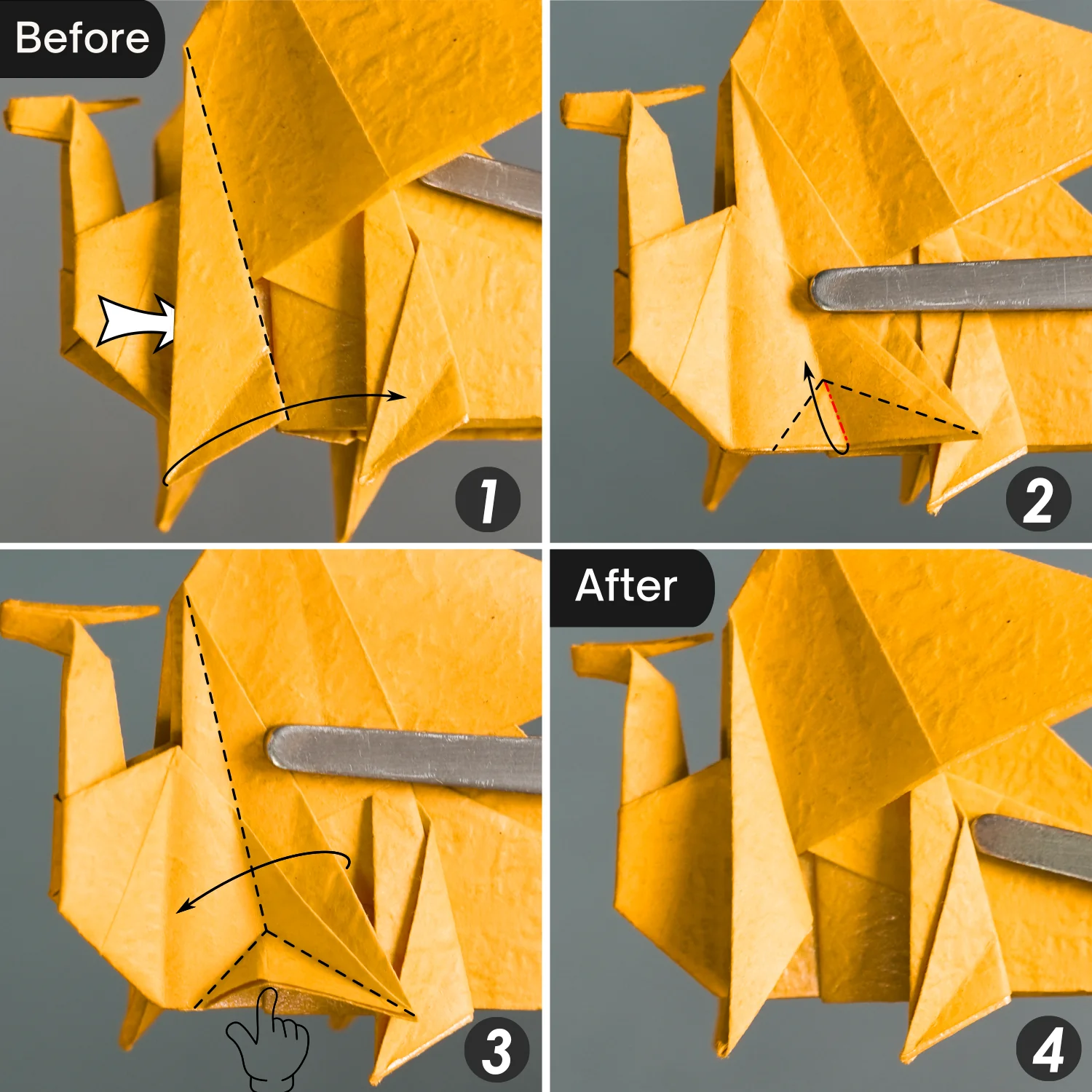 Origami Tiny-Head Dragon | Origamiok