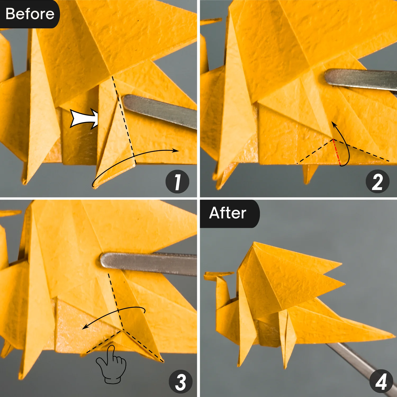 Origami Tiny-Head Dragon | Origamiok